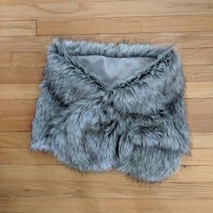 Silver faux fur wrap